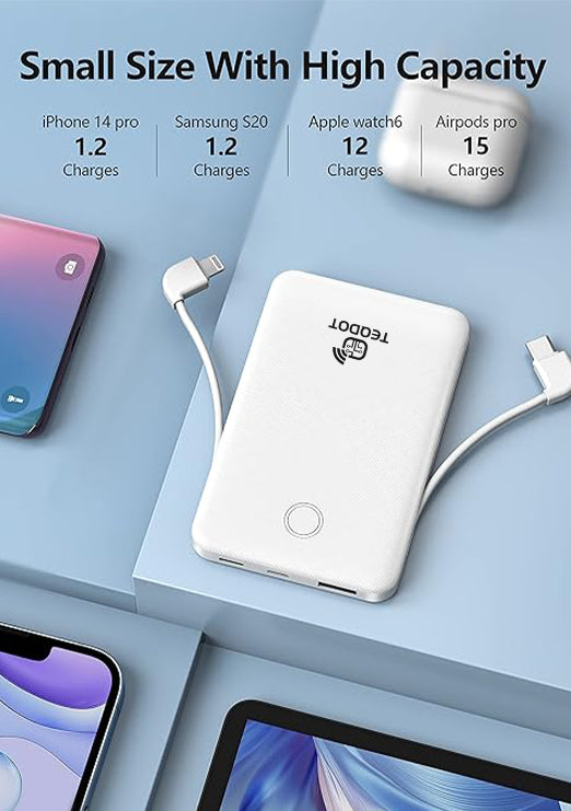 TEQDOT Portable Charger 10000mAh Magnetic Power Bank PD20W Wireless Fast Charging for Magsafe Power Bank for IPhone Samsung Xiaomi Etc.