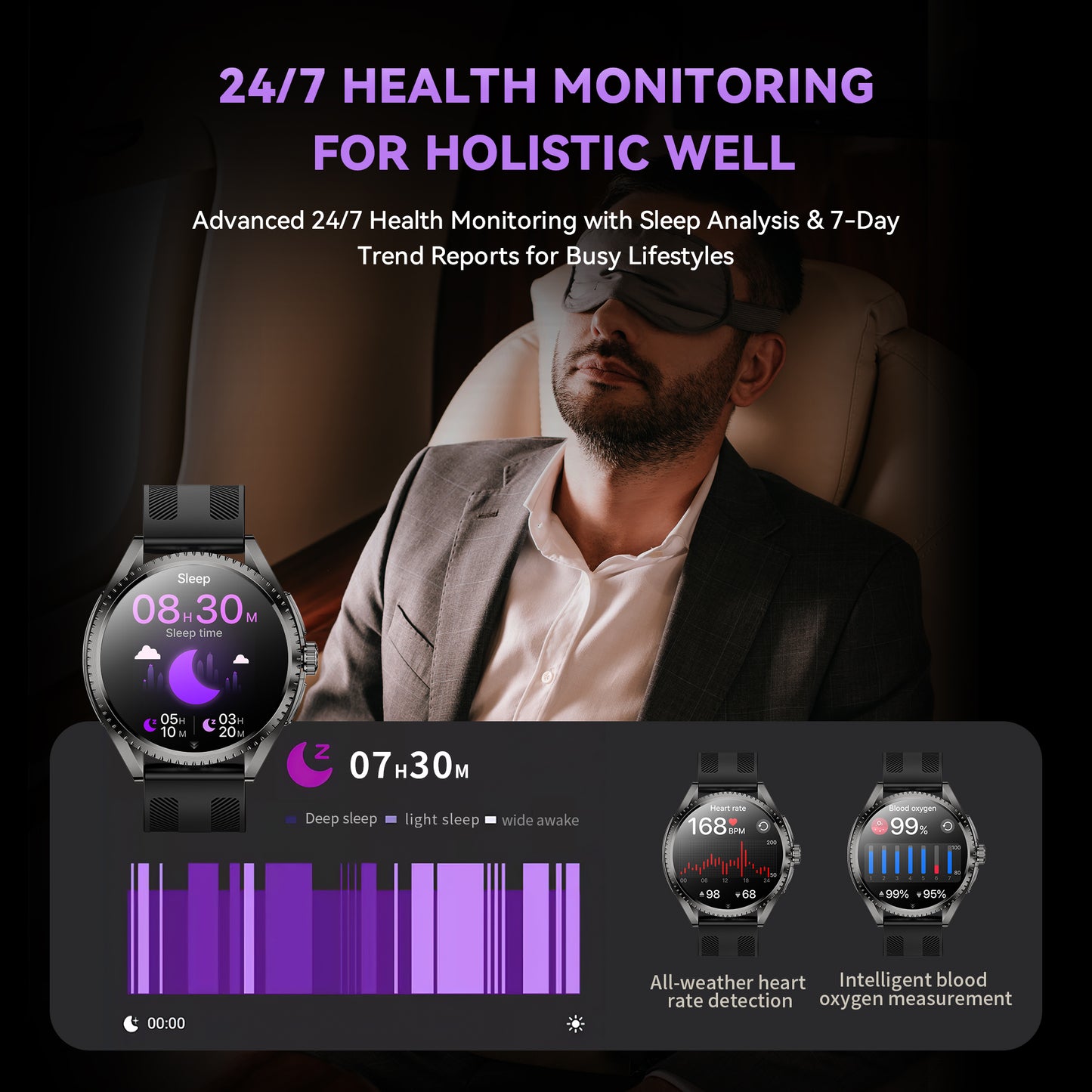 TEQDOT-CF52 Men Smart Watch AMOLED Bluetooth Calling GPS Positioning Flashlight Compass Altitude Barometric Pressure Health Monitor