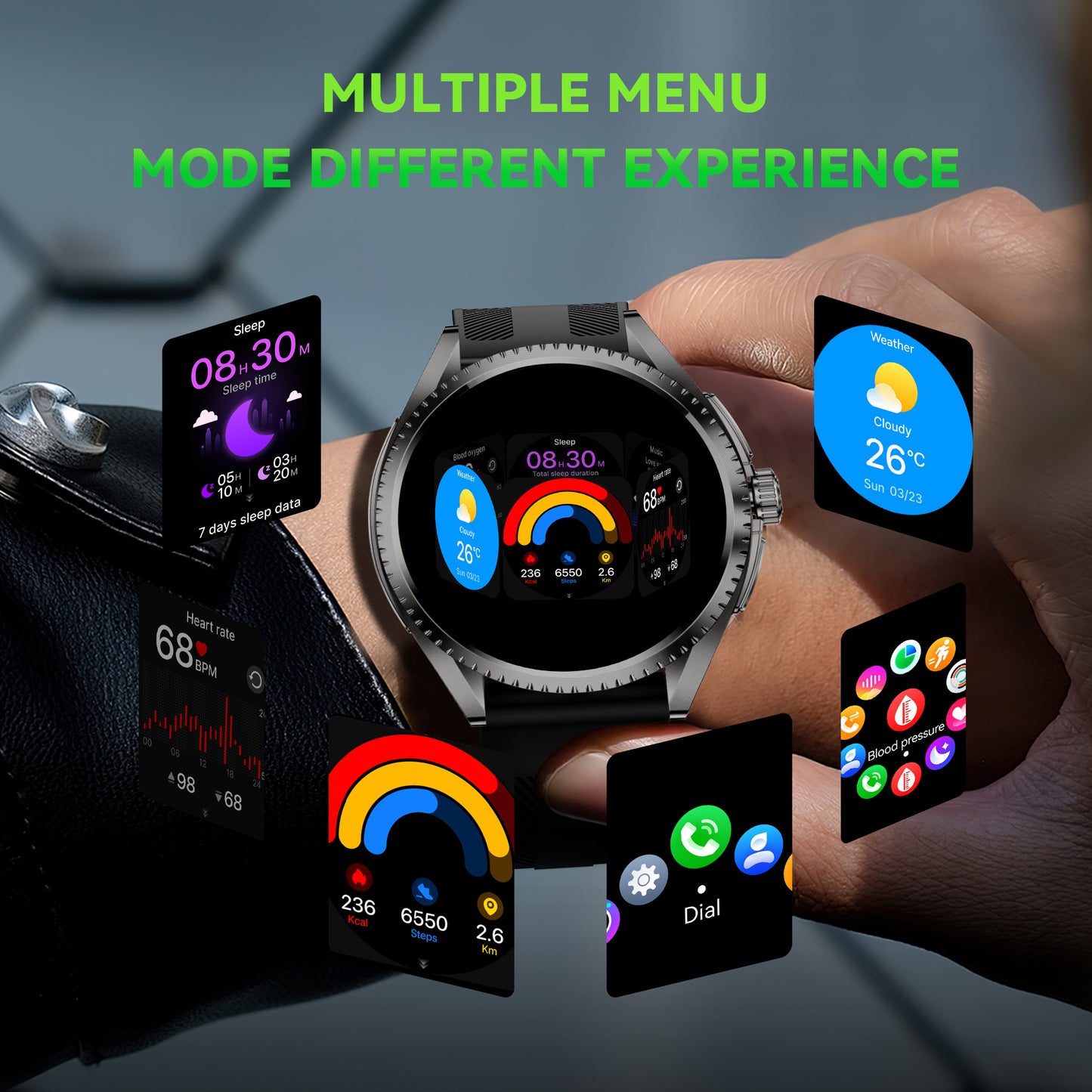 TEQDOT-CF52 Men Smart Watch AMOLED Bluetooth Calling GPS Positioning Flashlight Compass Altitude Barometric Pressure Health Monitor