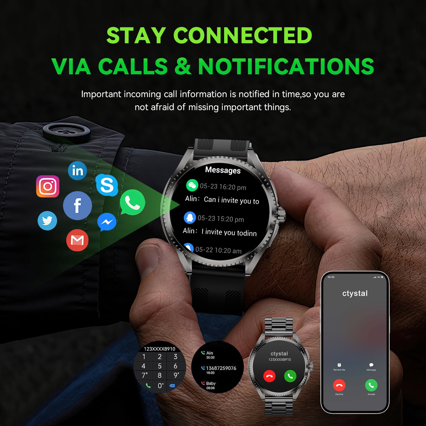 TEQDOT-CF52 Men Smart Watch AMOLED Bluetooth Calling GPS Positioning Flashlight Compass Altitude Barometric Pressure Health Monitor